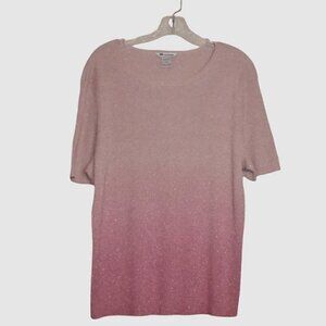 Nygard Collection Women's Short Sleeve Pullover Pink Ombre Silk Top Size 1X